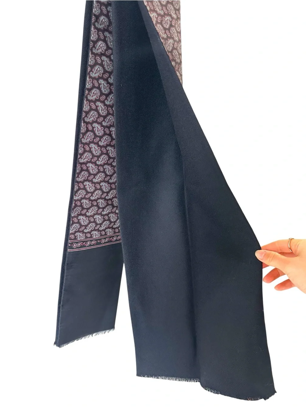 Rare Vintage Christian Dior Monsieur SILK Wool motif print navy dark Scarf 54”